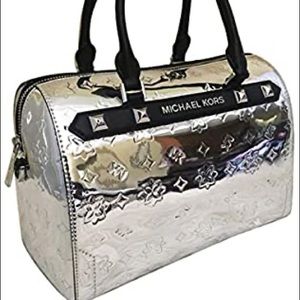 Michael Kors metallic silver mirror Kara Boston bag!
